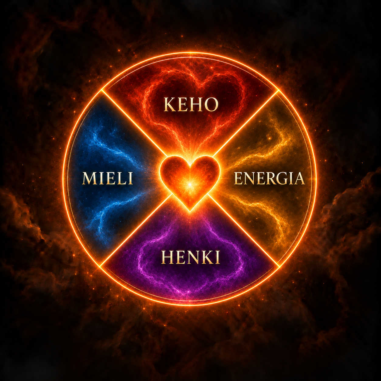 Keho, Mieli, Energia ja Henki saman sydämen ympärillä